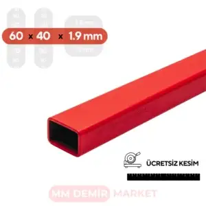 60x40x1.9 mm  Boyalı Kutu Profil 1 Metre