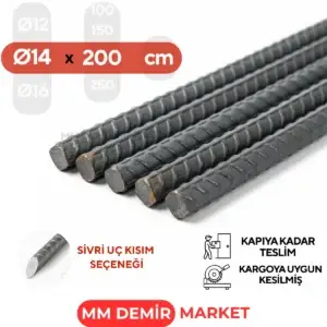 14 mm -2 Metre İnşaat Demiri | Nervürlü Demir Çubuk